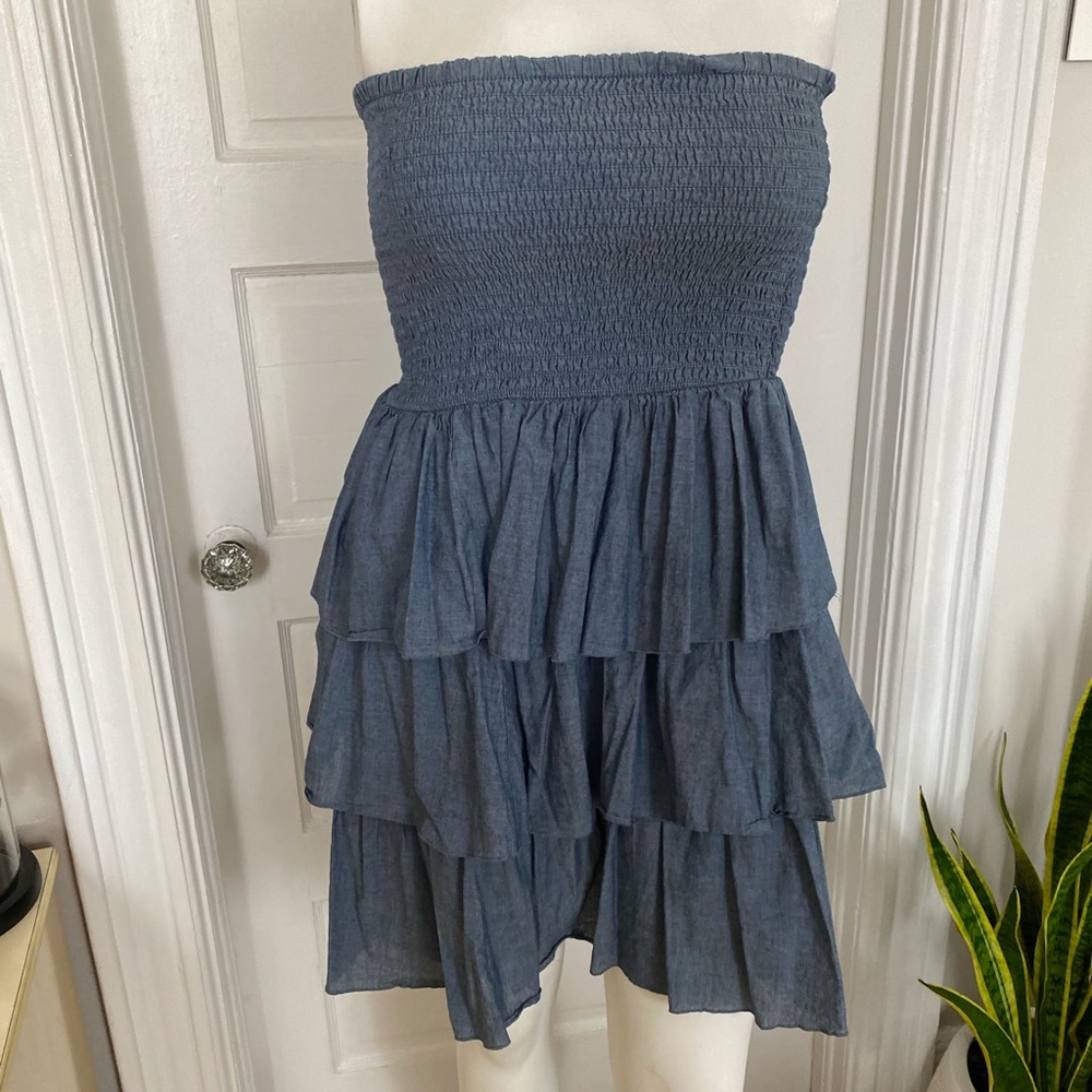 OLD NAVY TIERED RUFFLE MINI SUMMER STRAPLESS DRESS Large - Picture 3 of 5